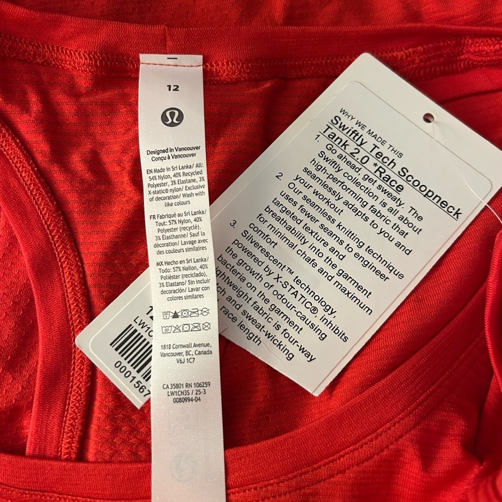 Lululemon NWT Swiftly Tech Scoopneck Tank 2.0 Race - Picture 9 of 9